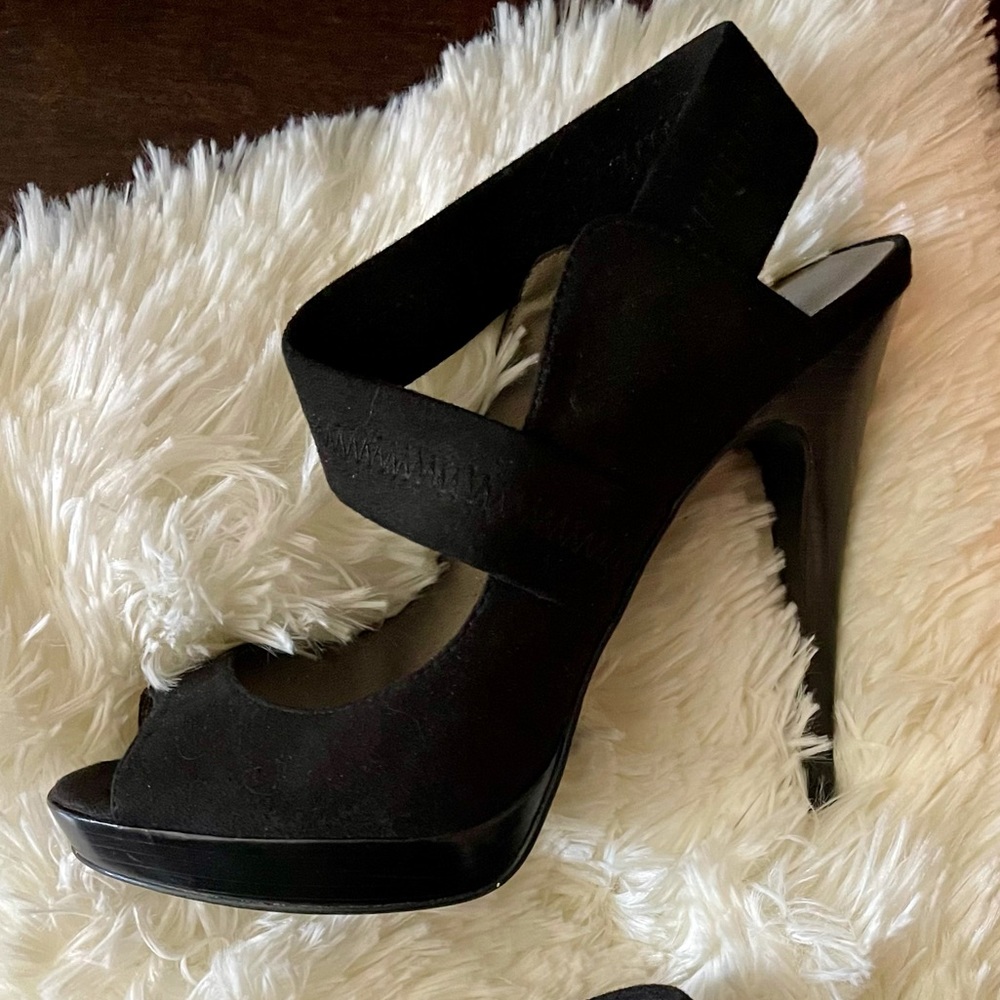 Levity Black Peep-Toe Heels
